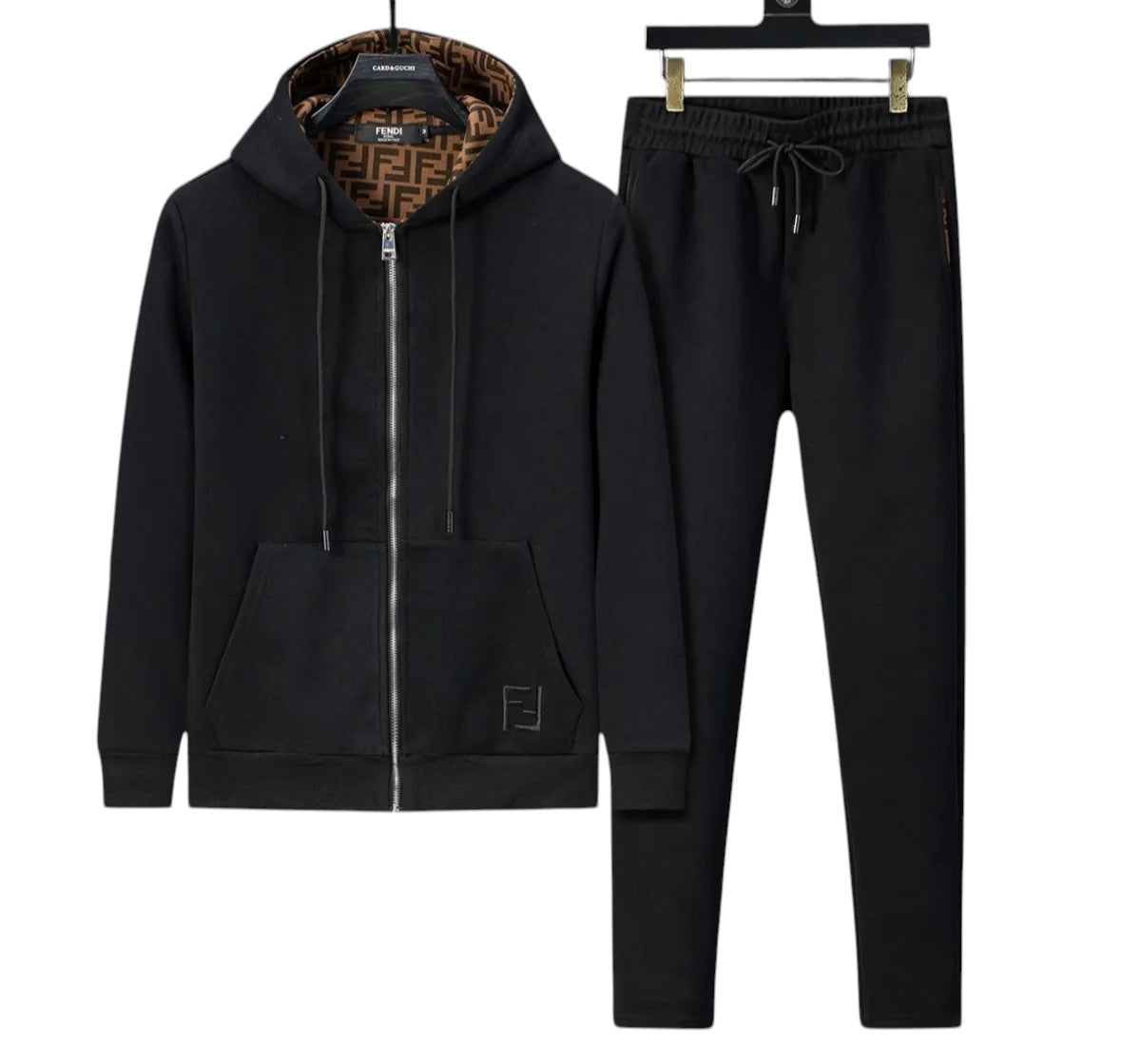 Fendi FF Zip Hoodie & Jogger Set – Black