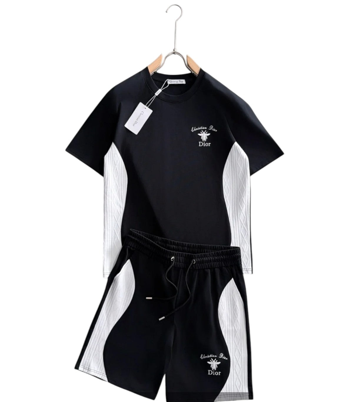 Dior Black & White Logo Shorts Set