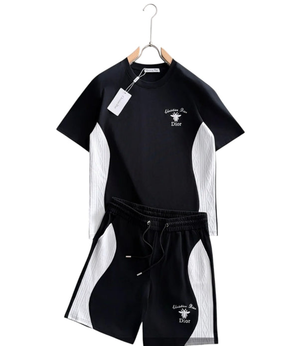 Dior Black & White Logo Shorts Set