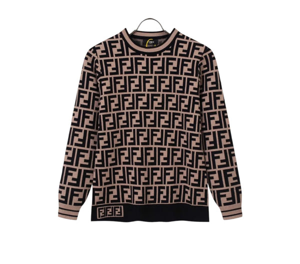 Maglione Fendi FF Monogram nero e marrone