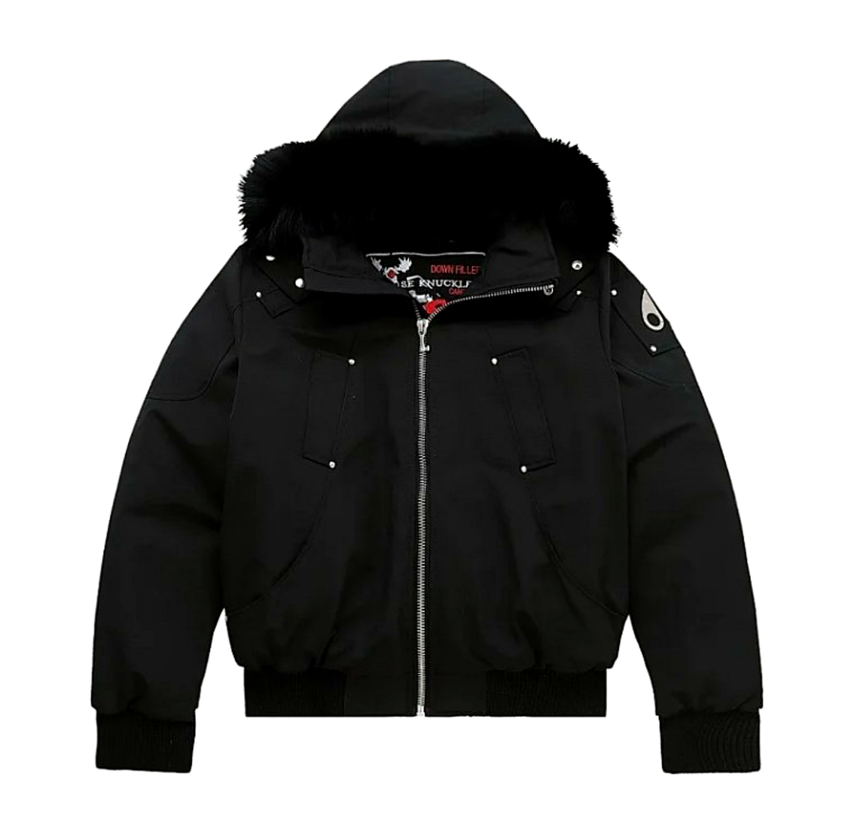 Moose Knuckles Fur Hood Bomber Jacket – Black